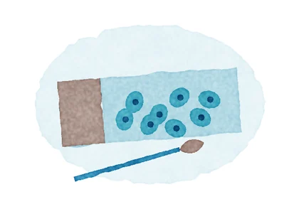 Pap smear slide with cells and sampling brush